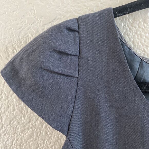 J.Crew Dress Womens 2 Gray Wool Sheath Cap Sleeve Pockets Career Classic - Picture 4 of 11